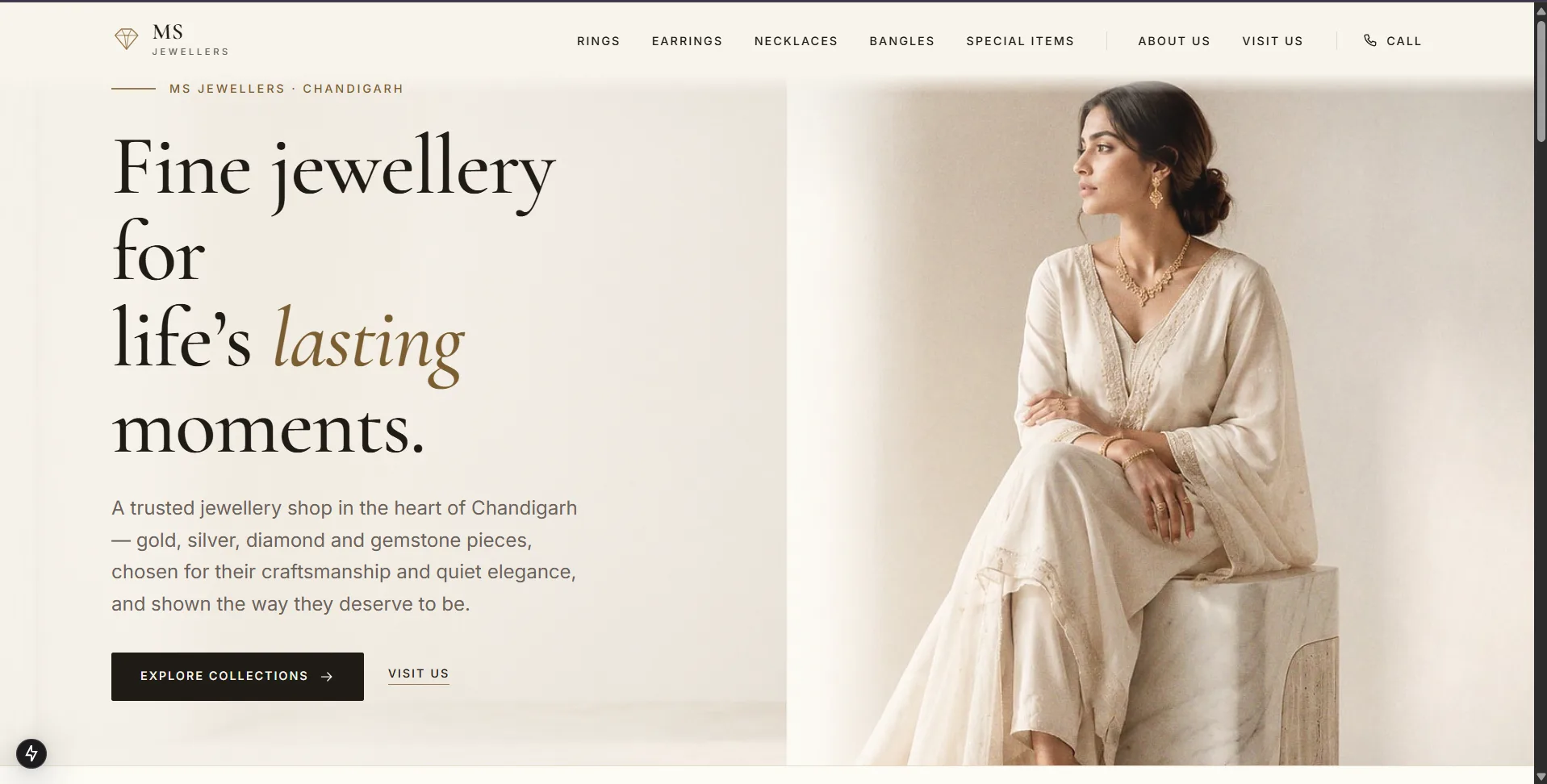 MS Jewellers homepage — desktop preview